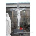 White Marble meditating jesus statue with the cross